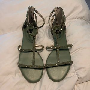 Green studded sandals